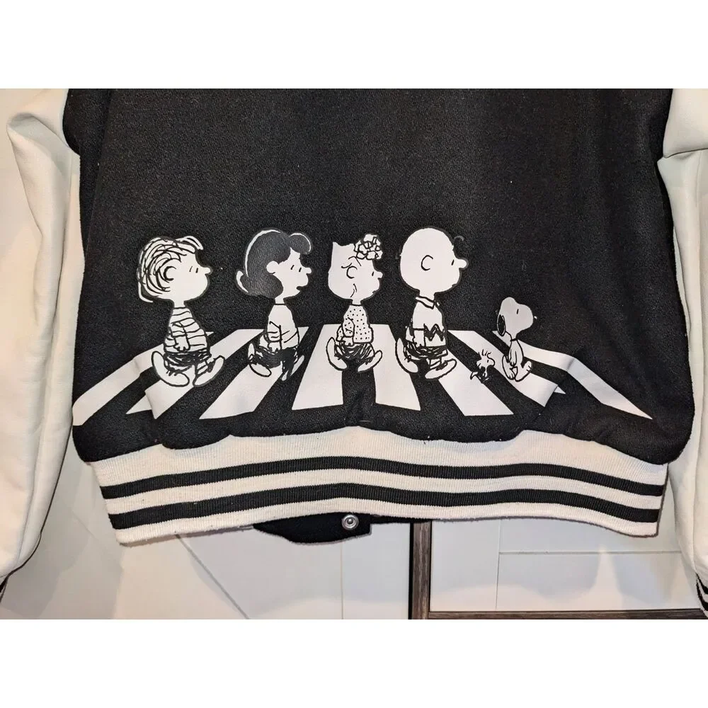 Justice Peanuts And Snoopy Varsity Jacket Girls Size 7/8 Snap Front Rare